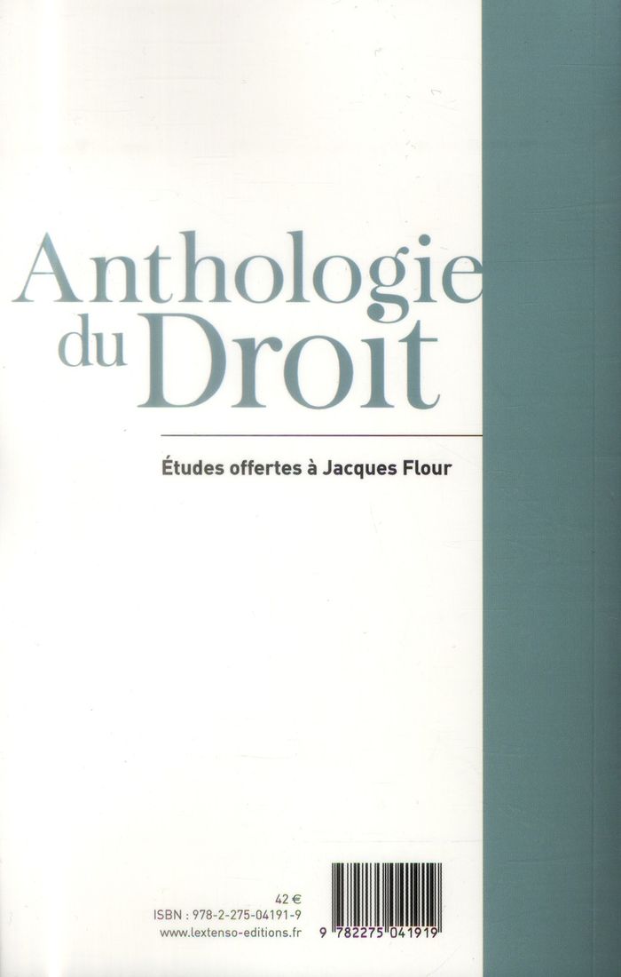 Quatrième de couverture de « ETUDES OFFERTES A JACQUES FLOUR »