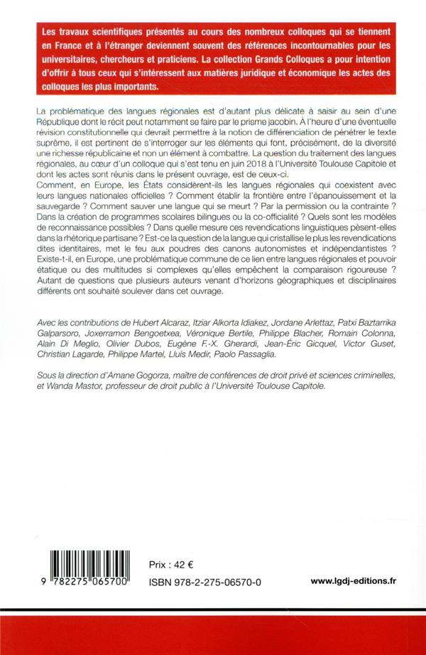 Quatrième de couverture de « LES LANGUES REGIONALES ET LA CONSTRUCTION DE L'ETAT EN EUROPE »