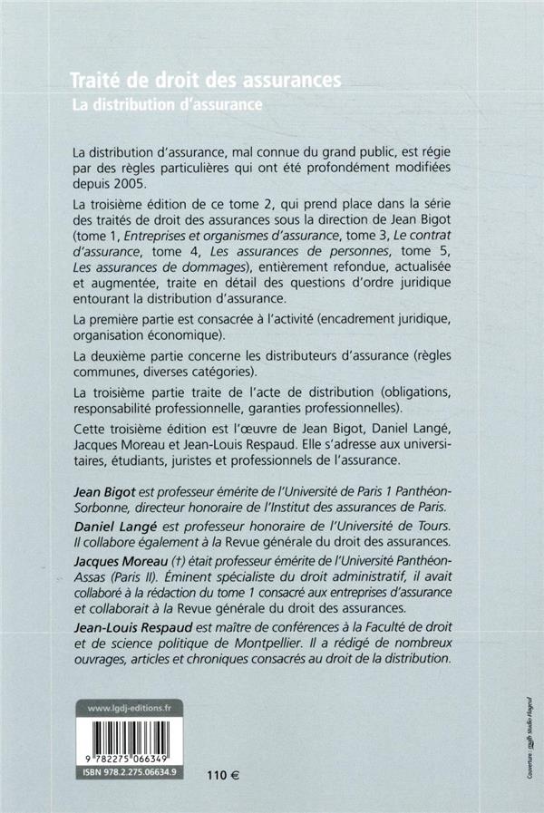 Quatrième de couverture de « LA DISTRIBUTION D'ASSURANCE - TOME 2 »