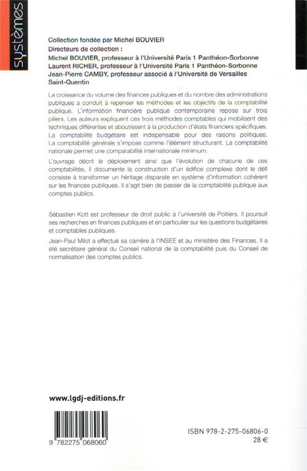 Quatrième de couverture de « LES COMPTES PUBLICS : OBJETS ET LIMITES »