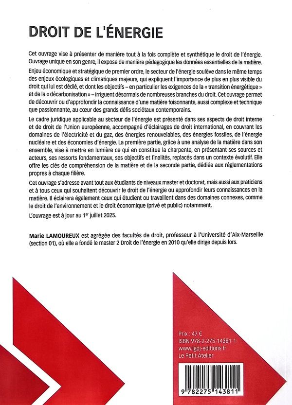 Quatrième de couverture de « Droit de l'énergie »