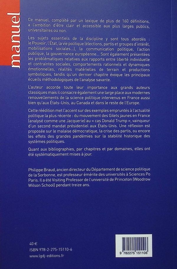 Quatrième de couverture de « Sociologie politique »