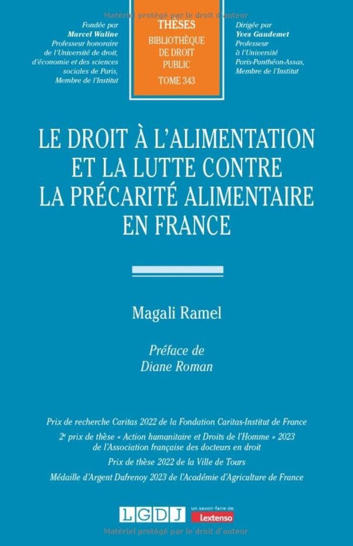 Couverture du livre « LE DROIT A L'ALIMENTATION ET LA LUTTE CONTRE LA PRECARITE ALIMENTAIRE EN FRANCE - VOL343 » de Magali Ramel, librairie Les Contes Infusés à Corte