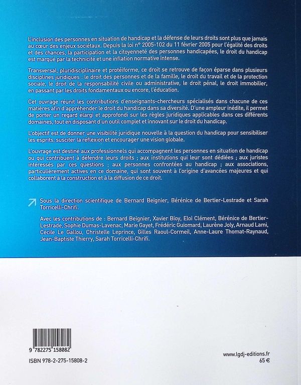 Quatrième de couverture de « DROIT DU HANDICAP »
