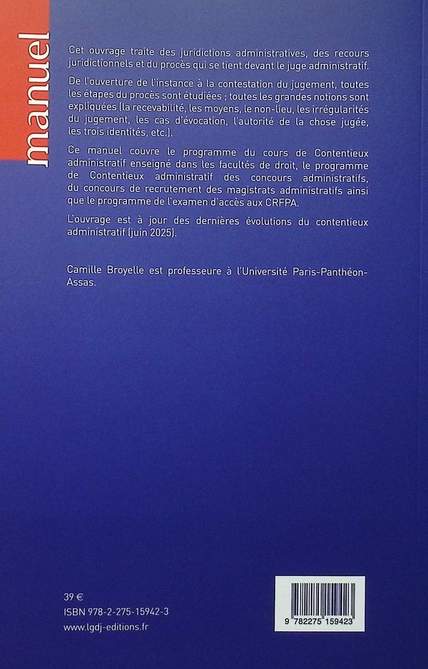 Quatrième de couverture de « Contentieux administratif »