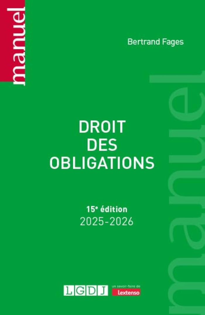 Couverture du livre « Droit des obligations » de Bertrand Fages, librairie Les Contes Infusés à Corte