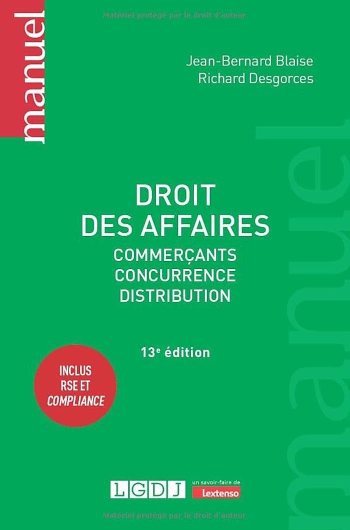 Couverture du livre « Droit des affaires : commerçants, concurrence, distribution » de Jean-Bernard Blaise, librairie Les Contes Infusés à Corte