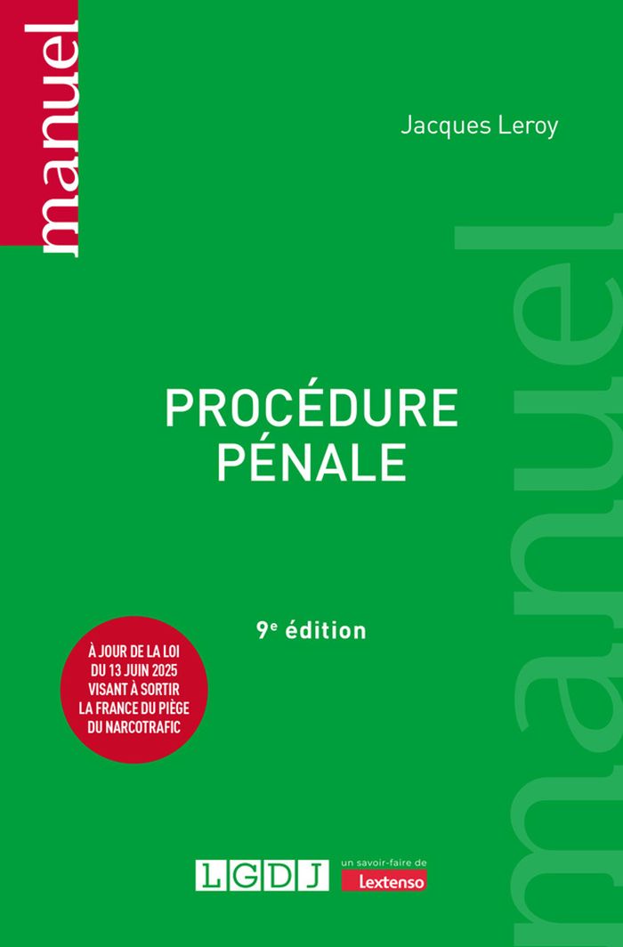 Couverture du livre « Procédure pénale » de Jacques Leroy, librairie Les Contes Infusés à Corte