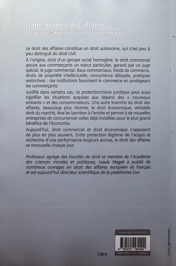 Quatrième de couverture de « Du droit commercial au droit économique : commerçants, justice commerciale, fonds de commerce... »