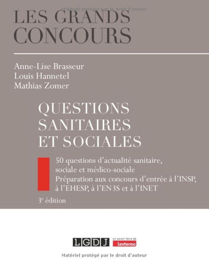 Couverture du livre « Questions sanitaires et sociales » de Anne-Lise Brasseur, librairie Les Contes Infusés à Corte