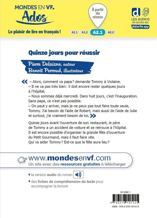Quatrième de couverture de « Quinze jours pour réussir »