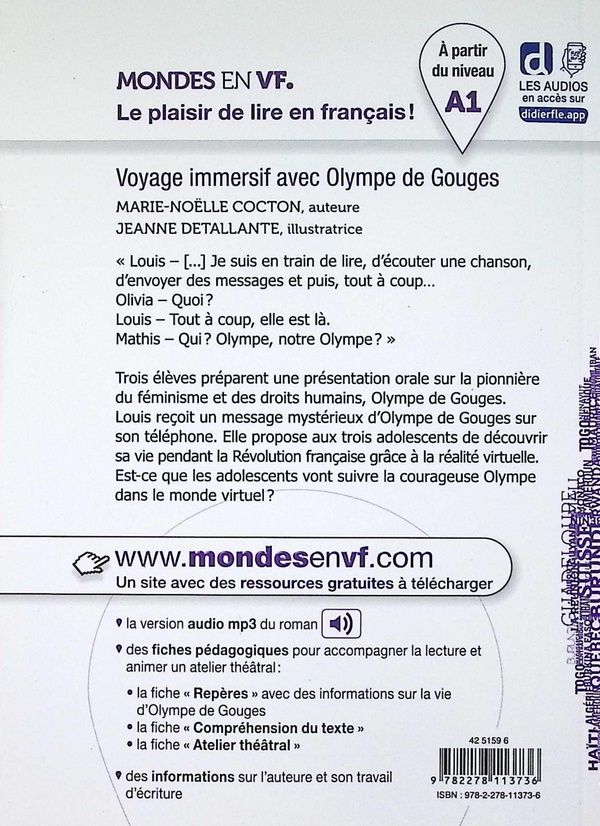 Quatrième de couverture de « Voyage immersif avec Olympe de Gouges »