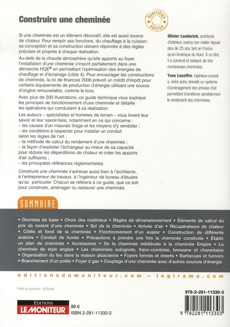Quatrième de couverture de « CONSTRUIRE UNE CHEMINEE »