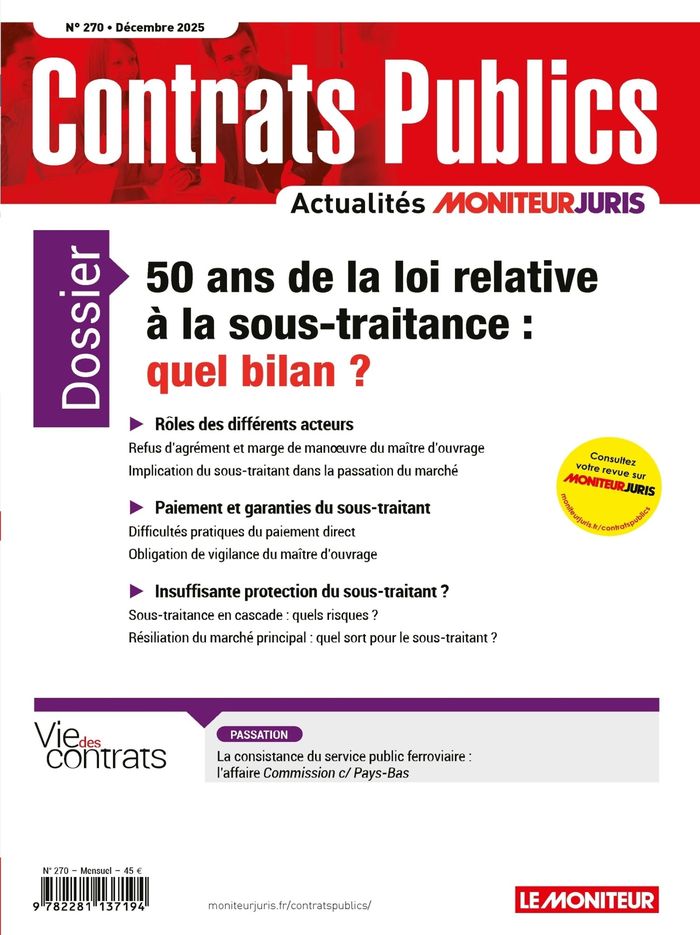 Couverture du livre « ACCP N  270 DECEMBRE 2025 - CONTRATS PUBLICS L'ACTUALITE DE LA COMMANDE ET DES CONTRATS PUBLICS » de Collectif, librairie Les Contes Infusés à Corte