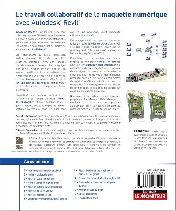 Quatrième de couverture de « Le travail collaboratif de la maquette numérique avec Autodesk Revit : modéliser, documenter et exploiter les données »