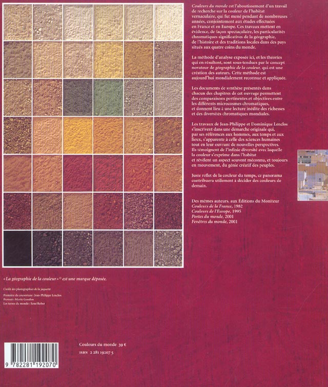 Quatrième de couverture de « COULEURS DU MONDE - GEOGRAPHIE DE LA COULEUR »