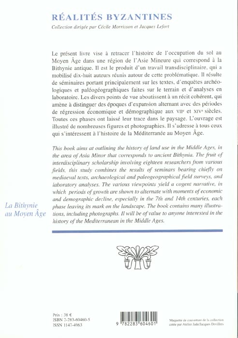 Quatrième de couverture de « LA BITHYNIE AU MOYEN AGE »