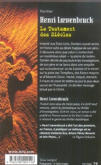 Quatrième de couverture de « Le testament des siècles »