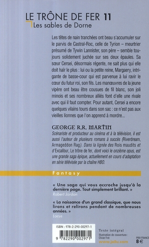 Quatrième de couverture de « LE TRONE DE FER - T11 - LES SABLES DE DORNE »