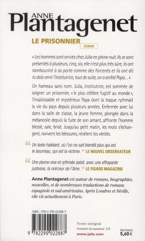 Quatrième de couverture de « Le prisonnier : roman »