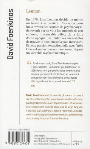 Quatrième de couverture de « Lennon »