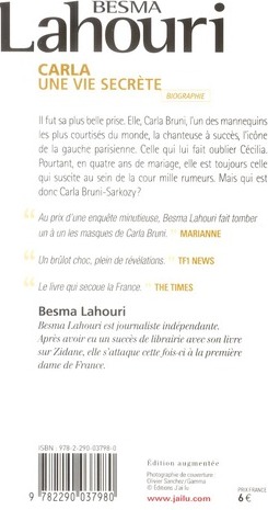 Quatrième de couverture de « CARLA, UNE VIE SECRETE »