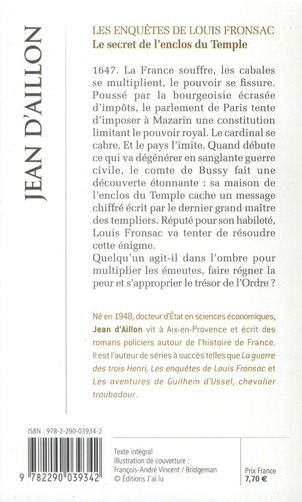 Quatrième de couverture de « Le secret de l'enclos du Temple : roman »