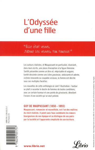 Quatrième de couverture de « L'odyssée d'une fille : et autres aventures amoureuses »