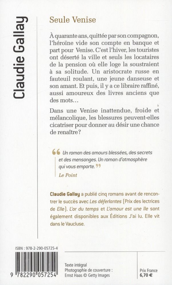 Quatrième de couverture de « Seule Venise : roman »