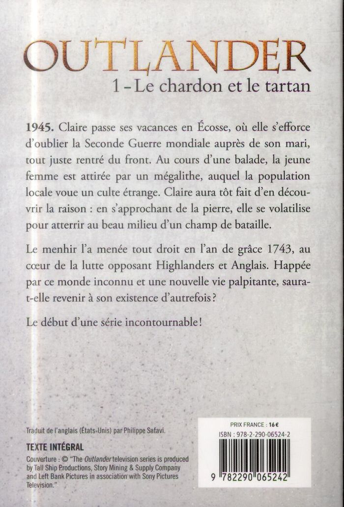Quatrième de couverture de « OUTLANDER - T01 - LE CHARDON ET LE TARTAN »