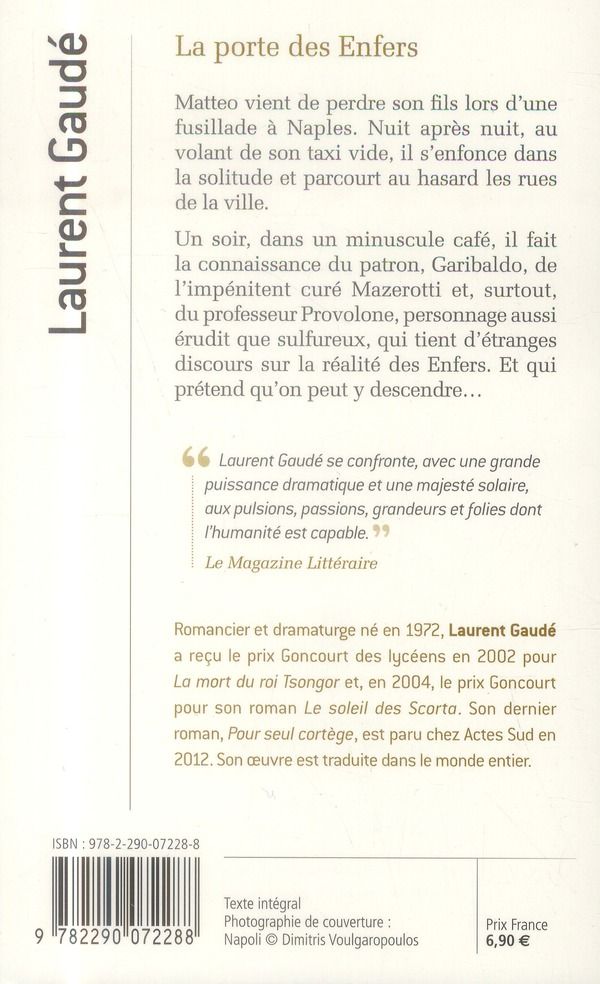 Quatrième de couverture de « La porte des enfers : roman »