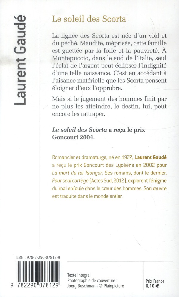 Quatrième de couverture de « LE SOLEIL DES SCORTA »