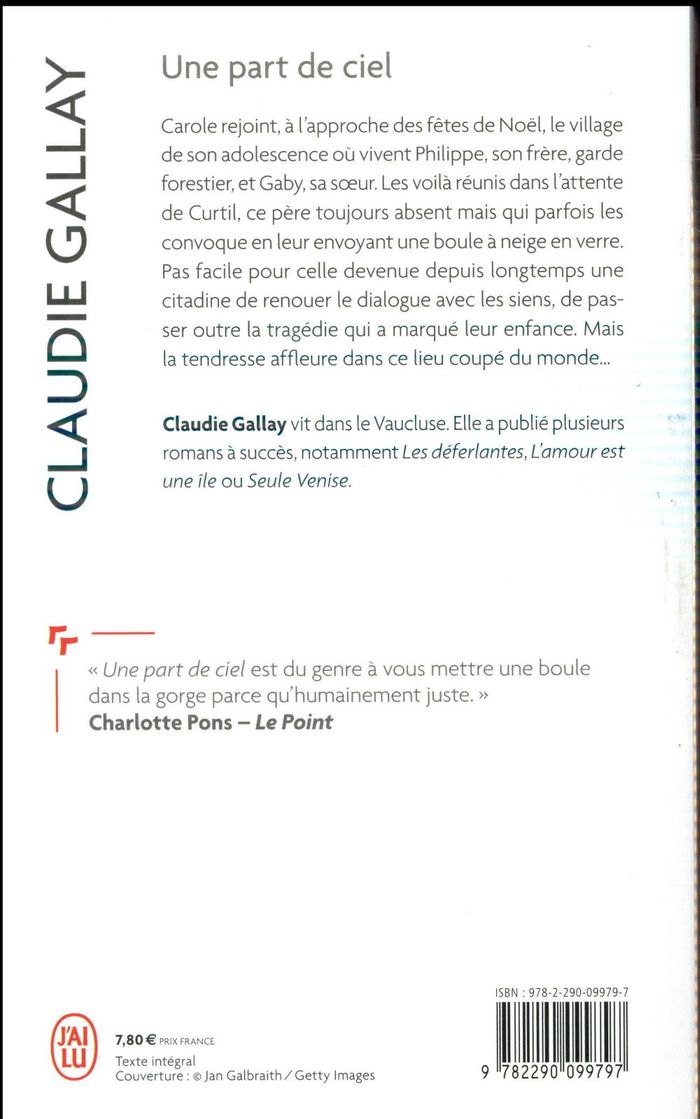 Quatrième de couverture de « Une part de ciel : roman »