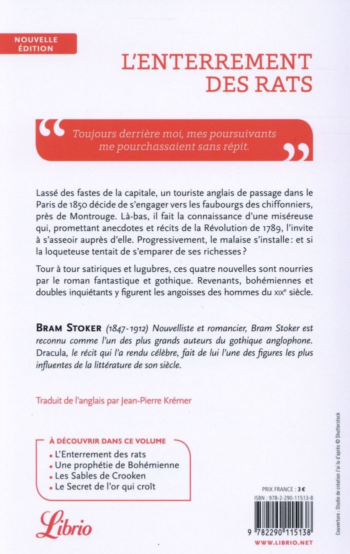 Quatrième de couverture de « L'enterrement des rats : et autres nouvelles »