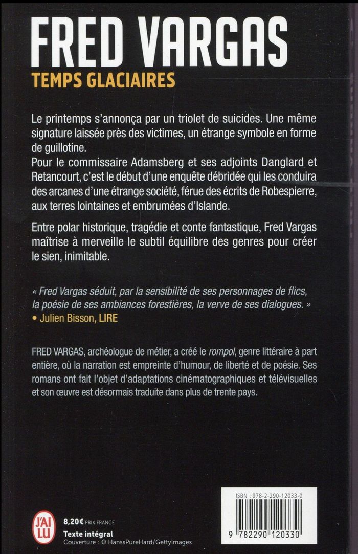 Quatrième de couverture de « TEMPS GLACIAIRES - UNE ENQUETE DU COMMISSAIRE ADAMSBERG »