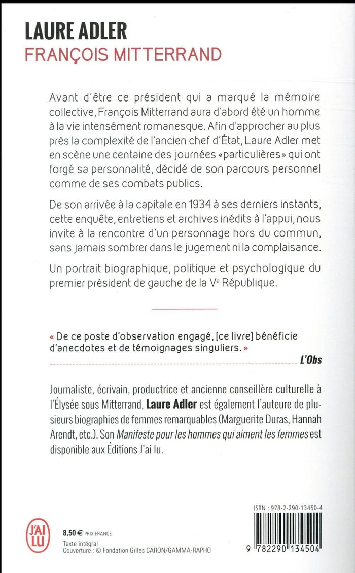 Quatrième de couverture de « François Mitterrand : le roman de sa vie »