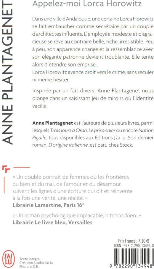 Quatrième de couverture de « Appelez-moi Lorca Horowitz : roman »