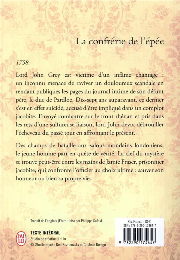 Quatrième de couverture de « La confrérie de l'épée »