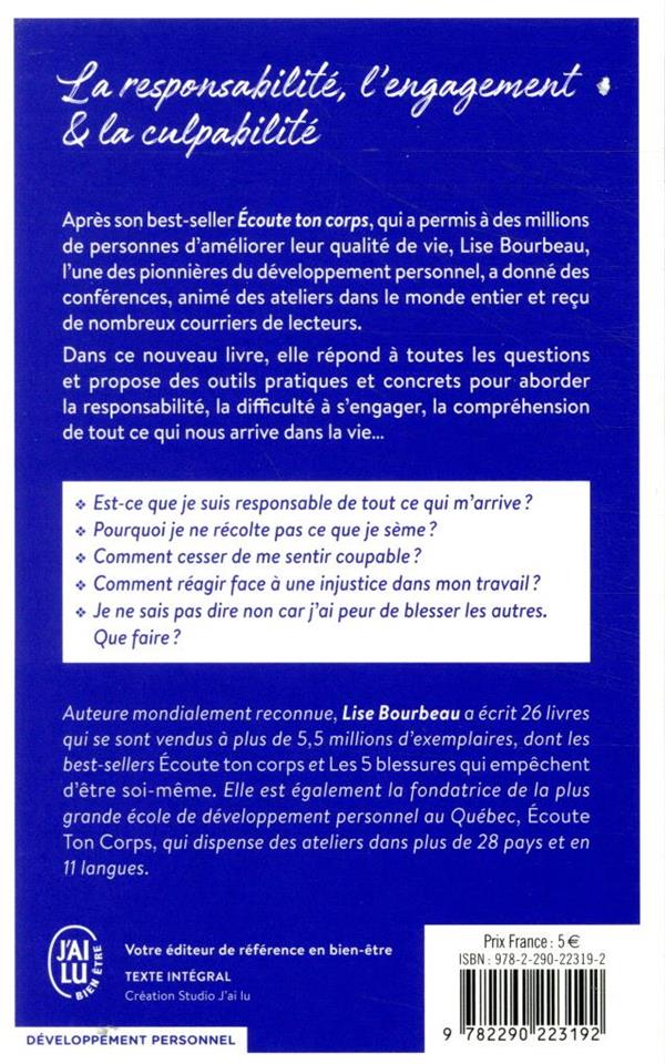 Quatrième de couverture de « La responsabilité, l'engagement et la culpabilité »