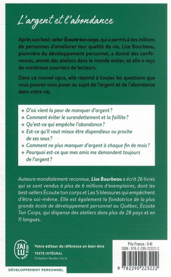 Quatrième de couverture de « L'argent et l'abondance »