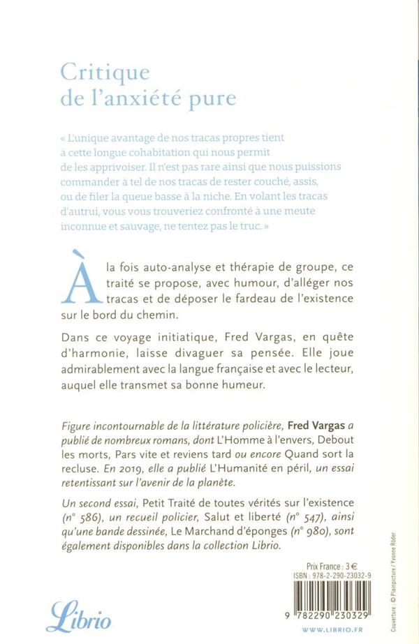 Quatrième de couverture de « CRITIQUE DE L'ANXIETE PURE »