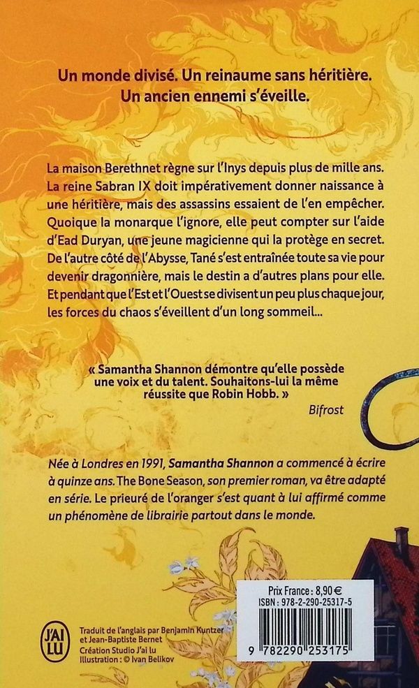 Quatrième de couverture de « LE PRIEURE DE L'ORANGER - PARTIE I »