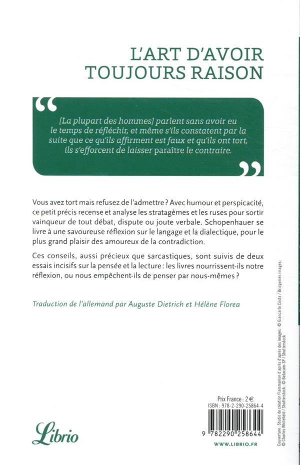 Quatrième de couverture de « L'ART D'AVOIR TOUJOURS RAISON »