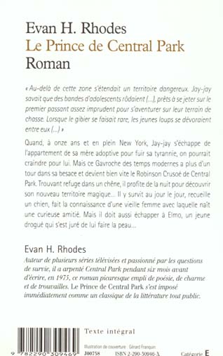 Quatrième de couverture de « LE PRINCE DE CENTRAL PARK »