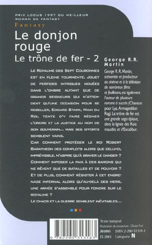 Quatrième de couverture de « LE TRONE DE FER - T02 - LE DONJON ROUGE »