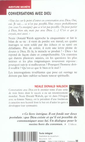 Quatrième de couverture de « CONVERSATIONS AVEC DIEU - VOL01 - UN DIALOGUE HORS DU COMMUN »