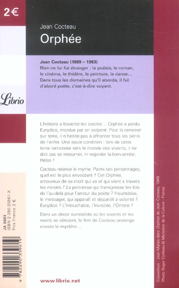 Quatrième de couverture de « ORPHEE »