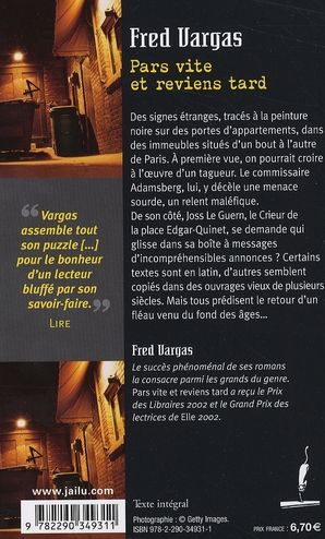Quatrième de couverture de « PARS VITE ET REVIENS TARD - UNE ENQUETE DU COMMISSAIRE ADAMSBERG »