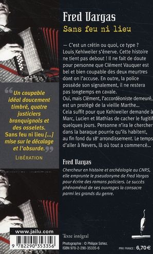 Quatrième de couverture de « SANS FEU NI LIEU »