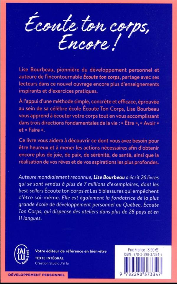 Quatrième de couverture de « ECOUTE TON CORPS, ENCORE ! »